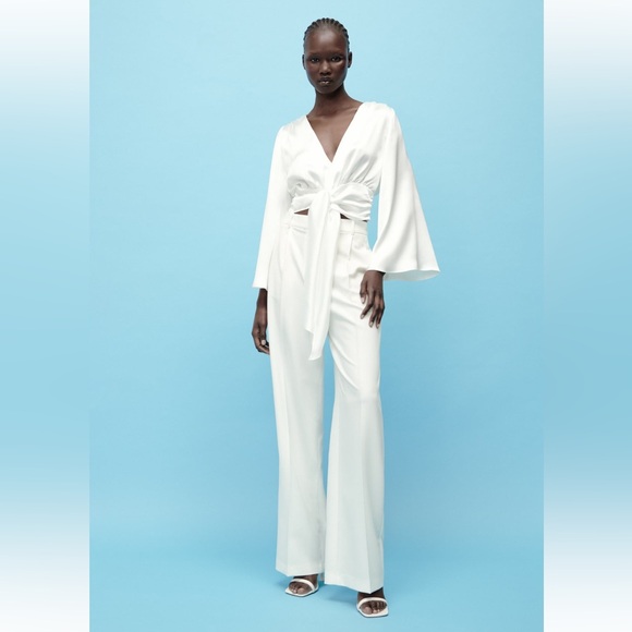 ZARA KNOTTED SATIN EFFECT TOP - Picture 2 of 7